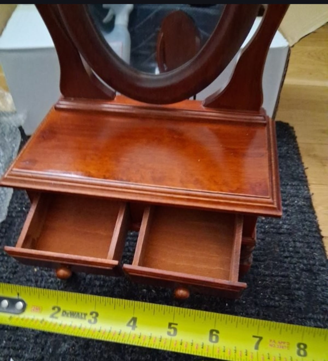 Vintage Miniature Vanity Desk & Chair with Mirror Dollhouse Furniture
