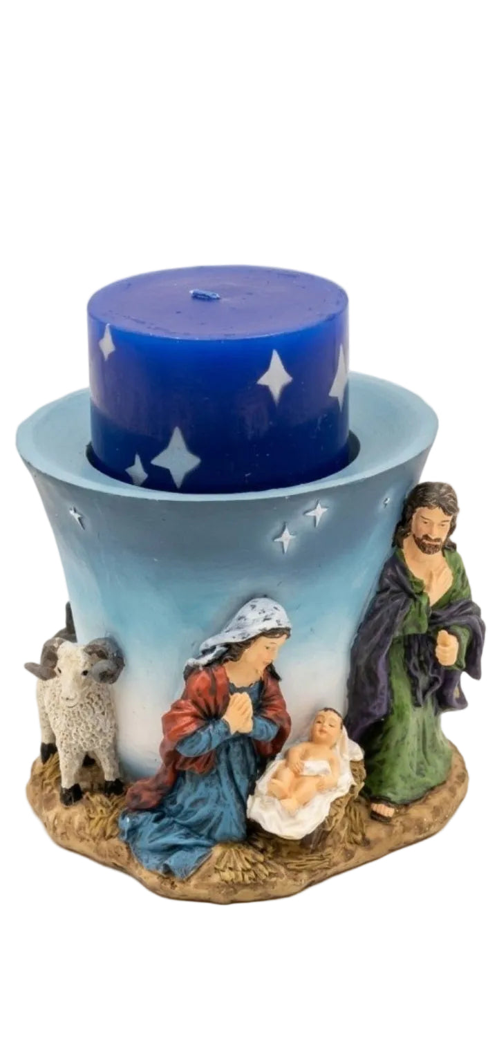 Sacred Serenity Holy Family Holder and Candle